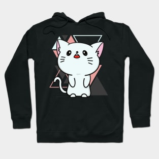 Cute little cat in triangles background adorable kitty Kittenlove Hoodie